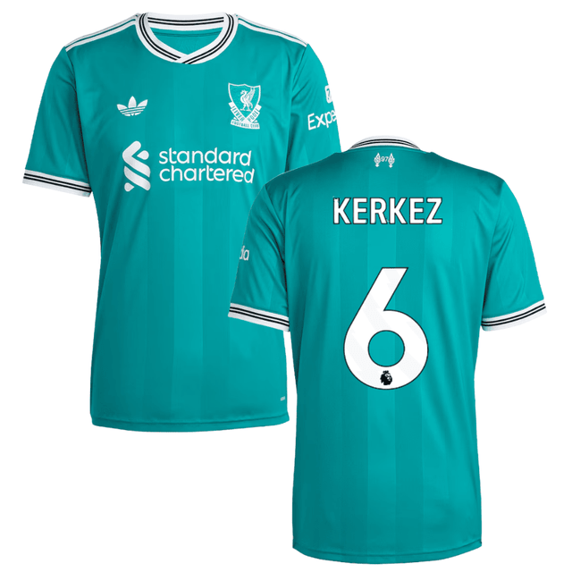 Milos Kerkez 6 Liverpool 2025-26 Third Match Jersey – Aqua