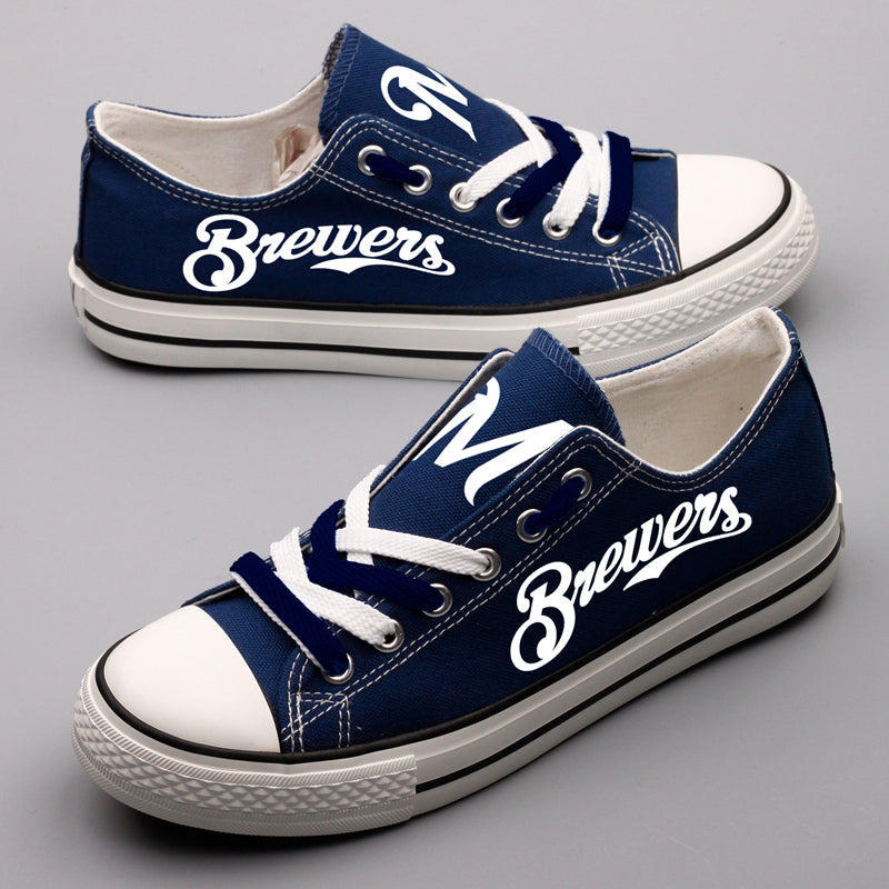 Milwaukee Brewers Limited Print Low Top Canvas Shoes Sport Sneakers For Men Women Fans
