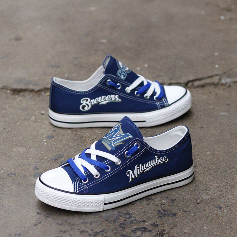Milwaukee Brewers Limited Print Low Top Canvas Shoes Sport Sneakers For Men Women Fans
