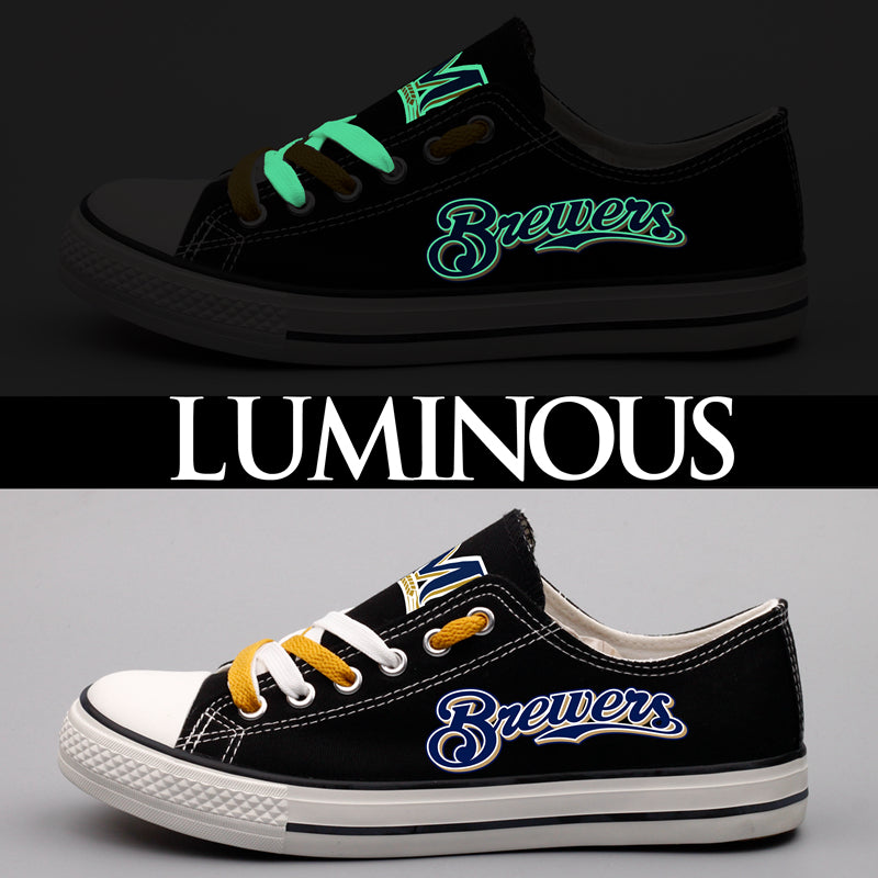 Milwaukee Brewers Limited Print Low Top Canvas Shoes Sport Sneakers For Men Women Fans