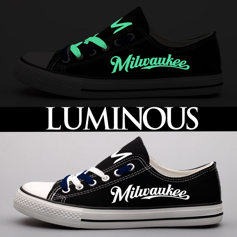 Milwaukee Brewers Limited Print Low Top Canvas Shoes Sport Sneakers For Men Women Fans