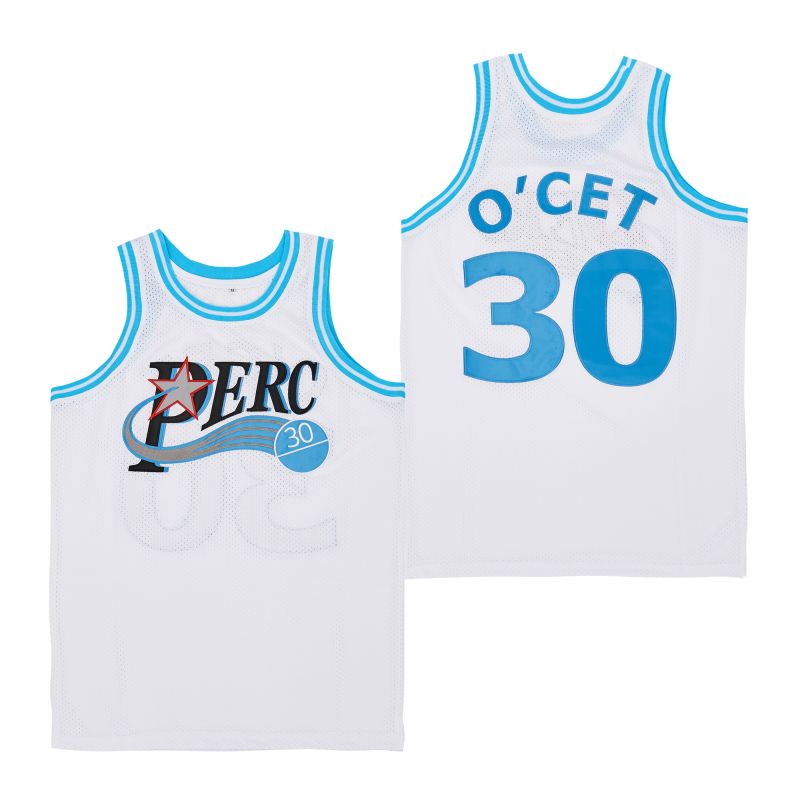 Min #30 O'cet Perc Movie Basketball Jersey White