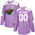 Minnesota Wild Purple Pink Custom Hockey Fights Cancer Practice Jersey Stitched