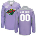 Minnesota Wild Purple Pink Custom Reebok Hockey Fights Cancer Practice Jersey Stitched