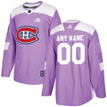 Montreal Canadiens Purple Pink Custom Hockey Fights Cancer Practice Jersey Stitched