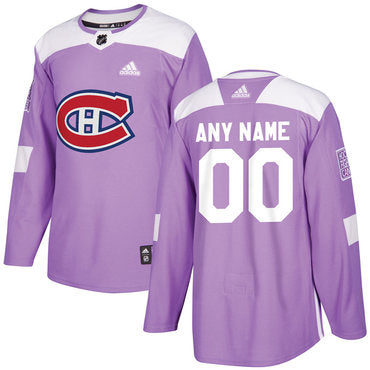Montreal Canadiens Purple Pink Custom Hockey Fights Cancer Practice Jersey Stitched