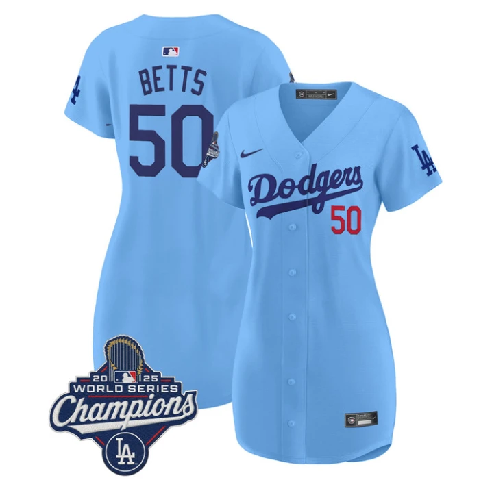 Mookie Betts Dress #50 Dodgers 2025 World Series Champions Stitched