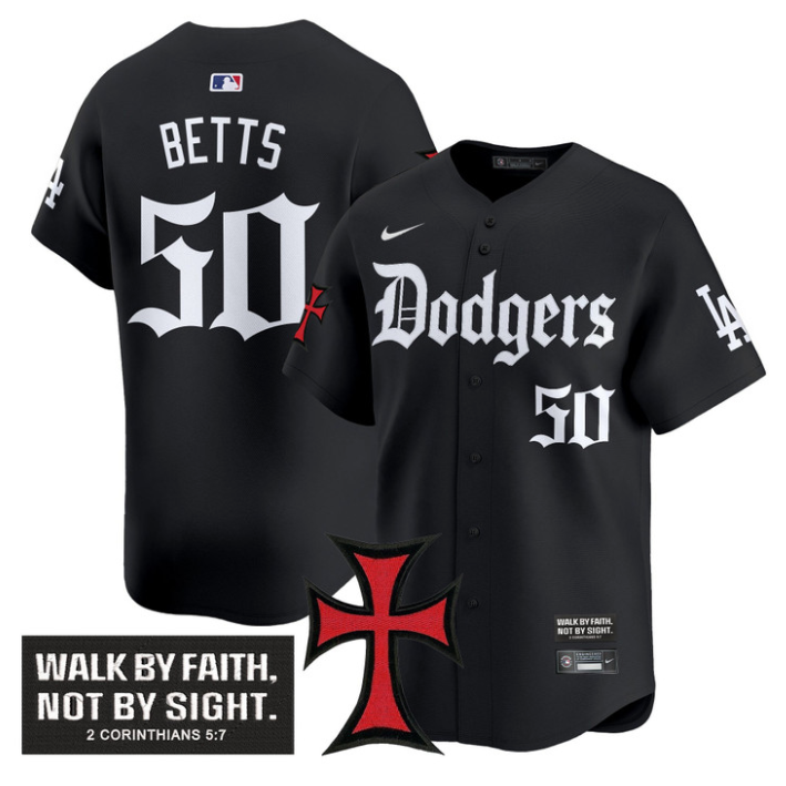 Mookie Betts Jersey #50 Dodgers Faith Glory Edition Vapor Premier Limited Stitched
