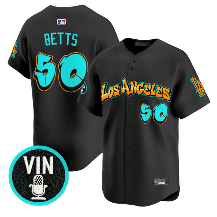 Mookie Betts Jersey #50 Los Angeles Dodgers Graffiti Street Style Stitched