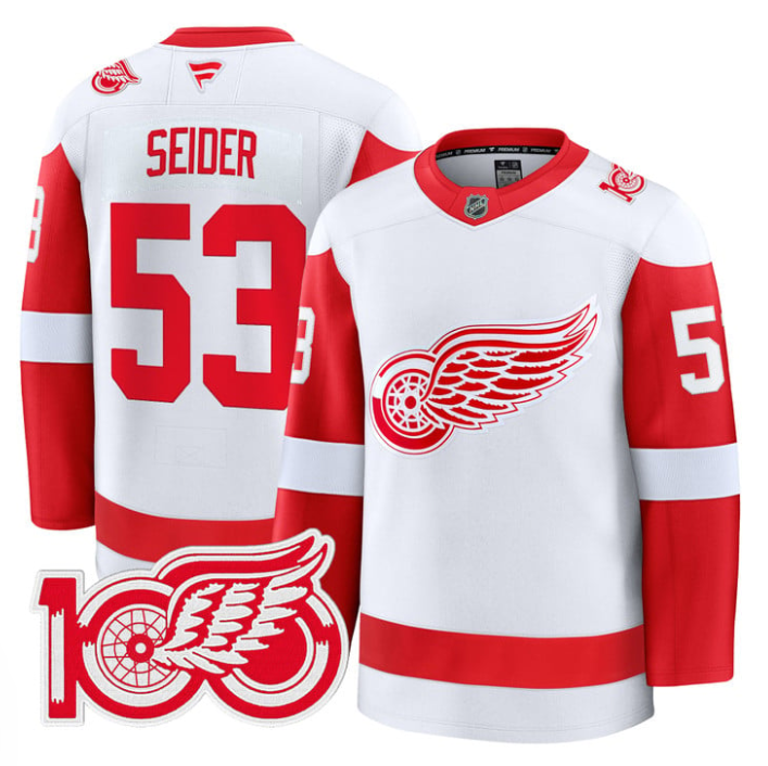 Moritz Seider Jersey #53 Detroit Red Wings 100th Anniversary Stitched