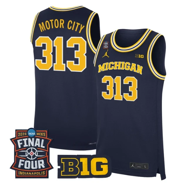 Motor City Jersey #313 Michigan Wolverines 2026 Final Four Stitched Navy