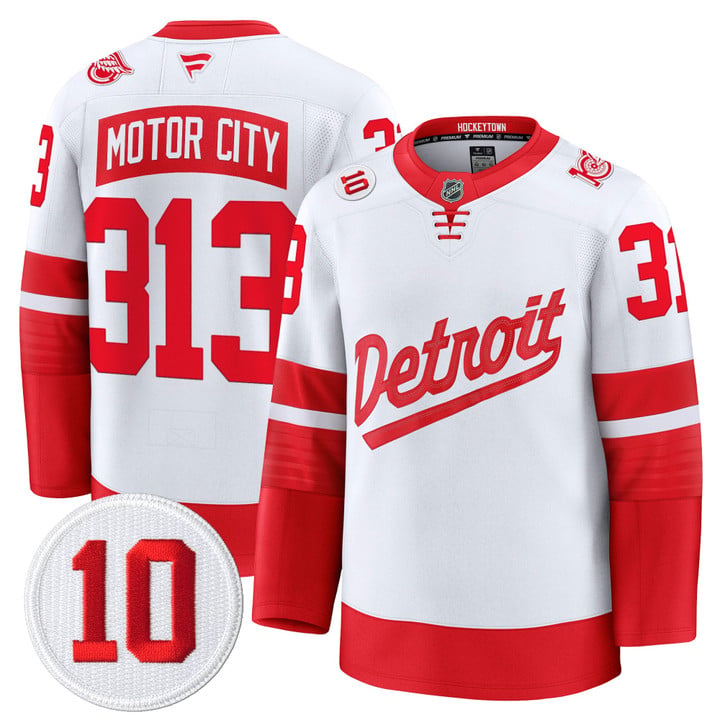 Motor City Jersey #313 Red Wings #10 Alex Delvecchio Honoring