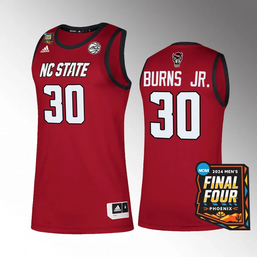 NC State Wolfpack #30 D.J. Burns Jr Jersey 2024 NCAA March Madness Final Four