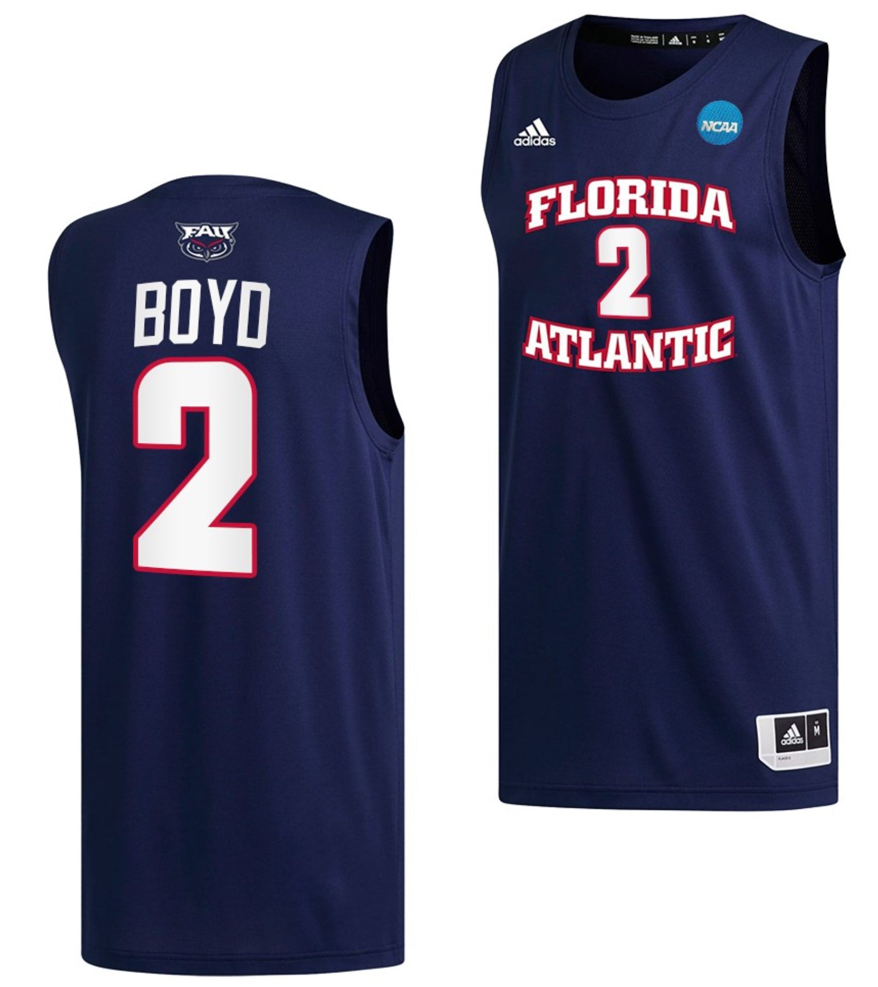 Nicholas Boyd Jersey FAU Owls College Basketball 2023 NCAA March Madness Navy #2