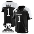 Nick Saban Jersey #1 Alabama Crimson 18x-Time National Champions Gothic