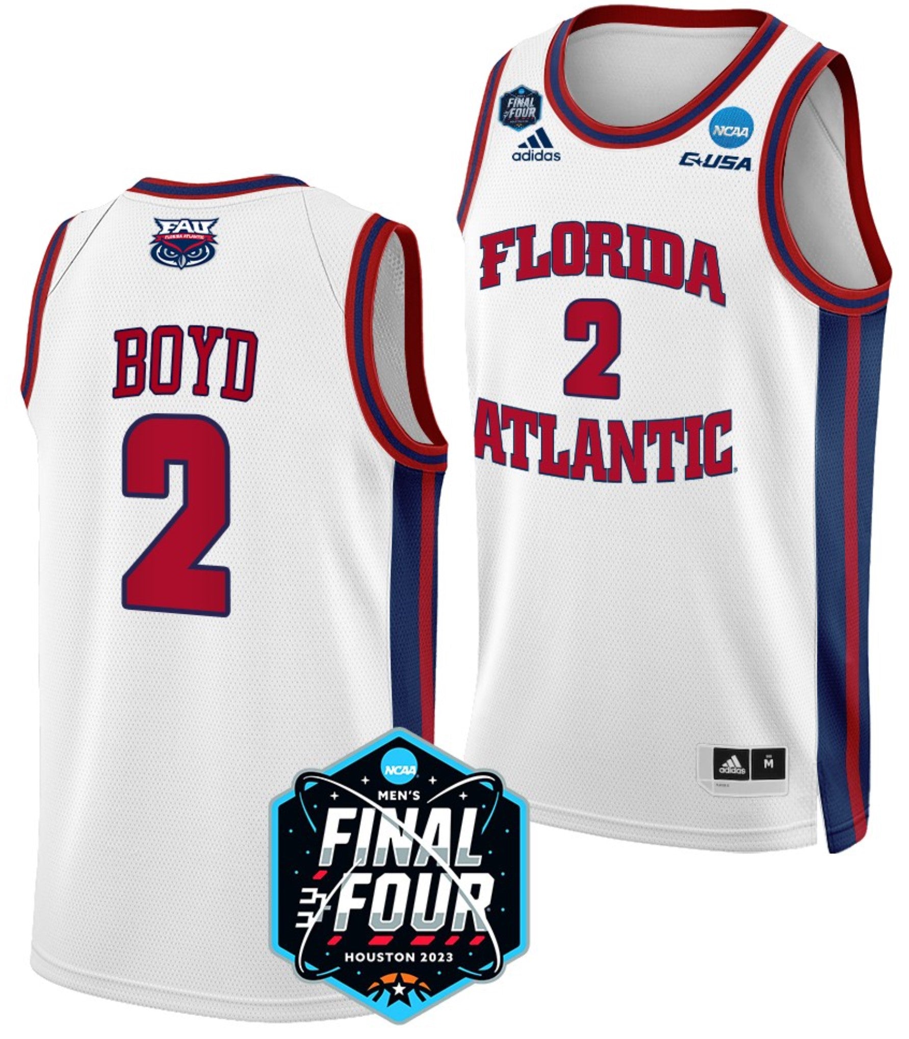 Nicholas Boyd Jersey FAU Owls College Basketball 2023 NCAA Final Four White #2