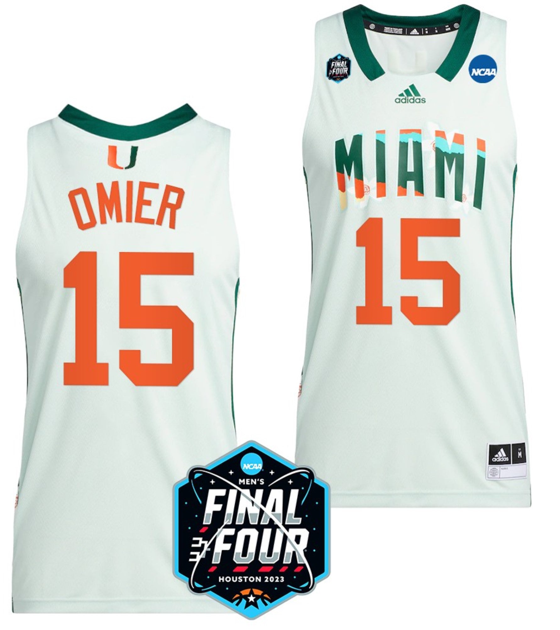Norchad Omier Jersey Miami Hurricanes 2023 NCAA March Madness White College Basketball #15