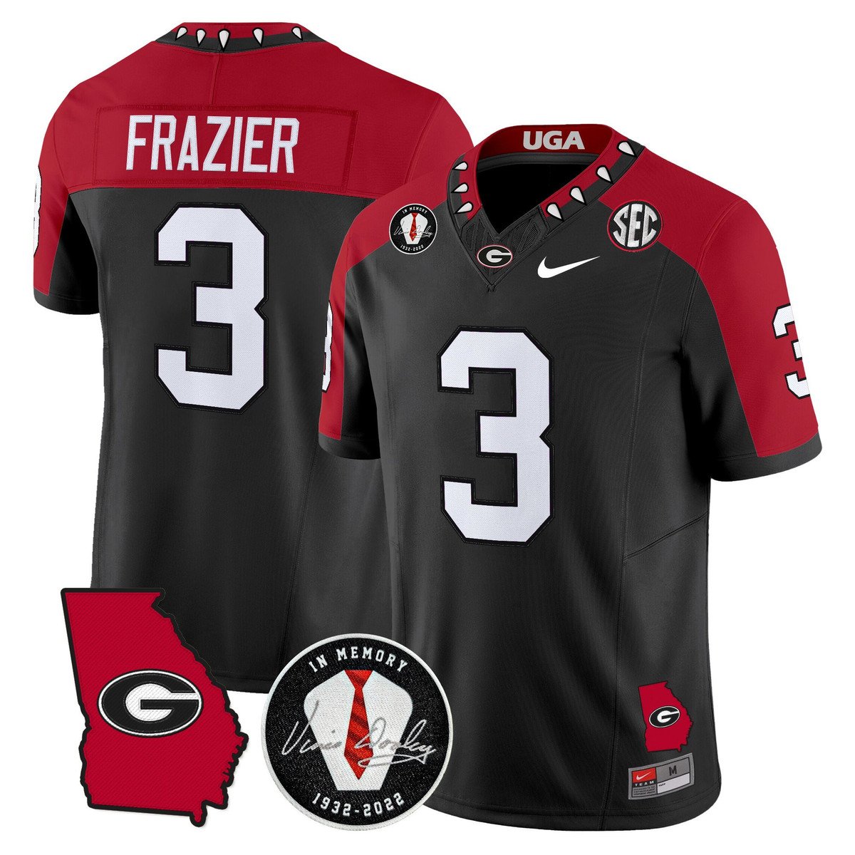 Nate Frazier Jersey #3 Georgia Bulldogs 2025 Vapor Limited Stitched
