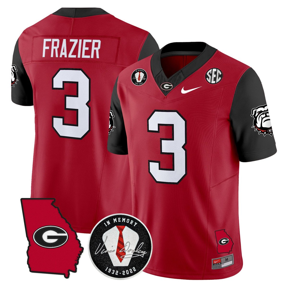 Nate Frazier Jersey #3 Georgia Bulldogs 2025 Vapor Limited Stitched