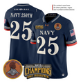 Navy 250th Jersey #25 Navy Midshipmen 2025 Trophy Champions Patch Stitched Navy