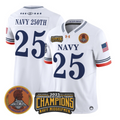Navy 250th Jersey #25 Navy Midshipmen 2025 Trophy Champions Patch Stitched White