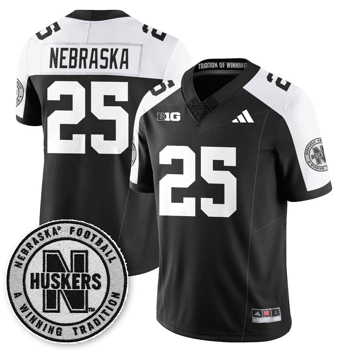Nebraska Jersey #25 Nebraska Football 2025 Blackout Stitched