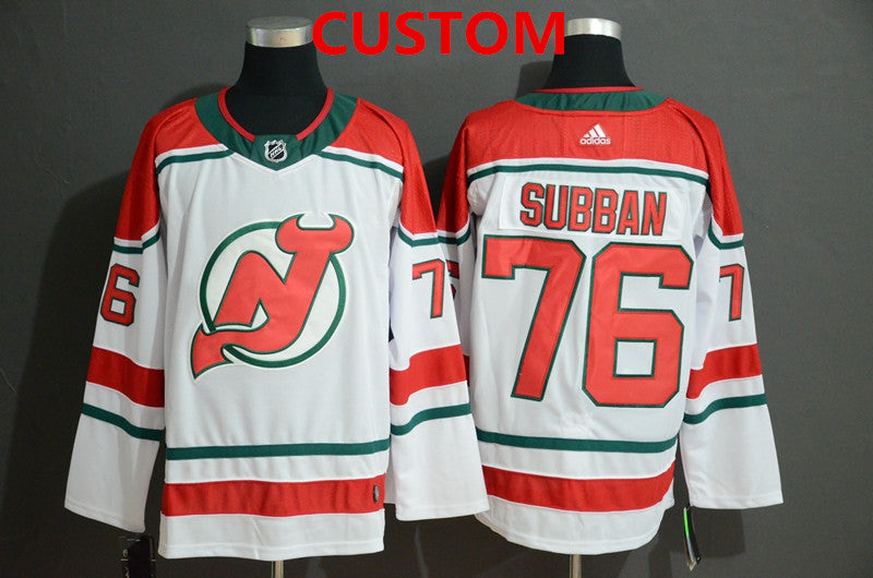 New Jersey Devils Custom White  Jersey Stitched
