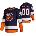 New York Islanders Custom Navy Blue 2020-21 Reverse Retro Alternate NHL Jersey Stitched