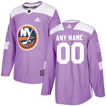 New York Islanders Purple Pink Custom Hockey Fights Cancer Practice Jersey Stitched