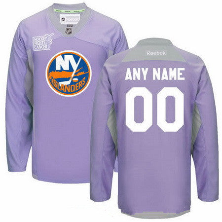 New York Islanders Purple Pink Custom Reebok Hockey Fights Cancer Practice Jersey Stitched