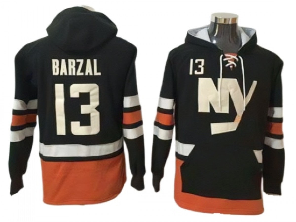 New York Islanders #13 Mathew Barzal Black One Front Pocket Pullover Hoodie