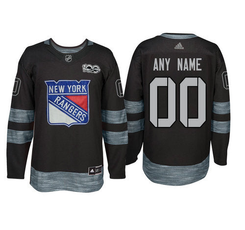 New York Rangers Black 1917-2017 100th Anniversary Stitched NHL Custom Jersey Stitched