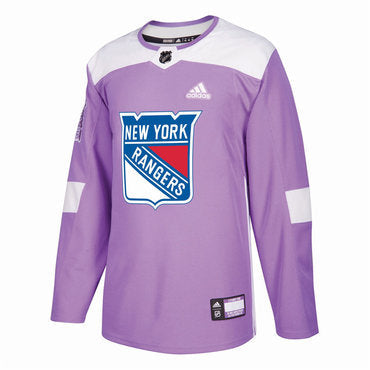 New York Rangers Purple Pink Custom Hockey Fights Cancer Practice Jersey Stitched