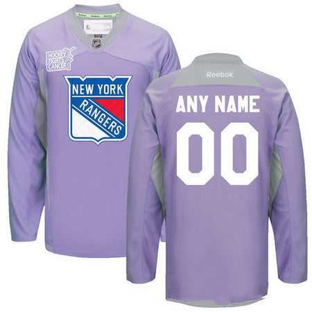 New York Rangers Purple Pink Custom Reebok Hockey Fights Cancer Practice Jersey Stitched