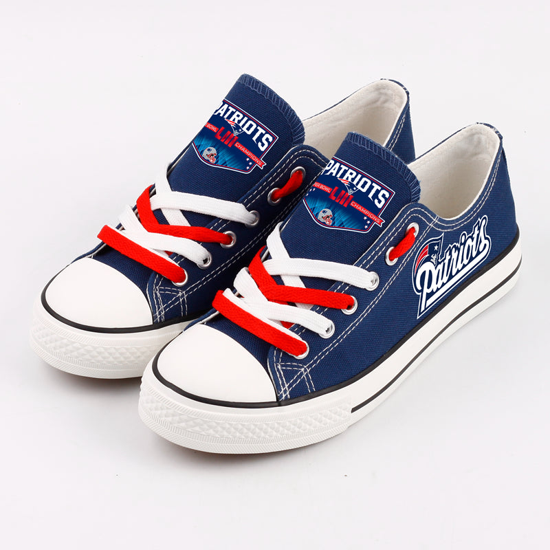 New England Patriots 1 Low Top Canvas Sport Sneakers Shoes For Men Women Fans