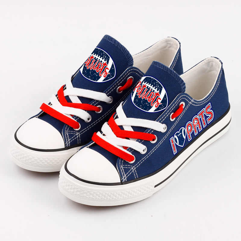 New England Patriots 1 Low Top Canvas Sport Sneakers Shoes For Men Women Fans