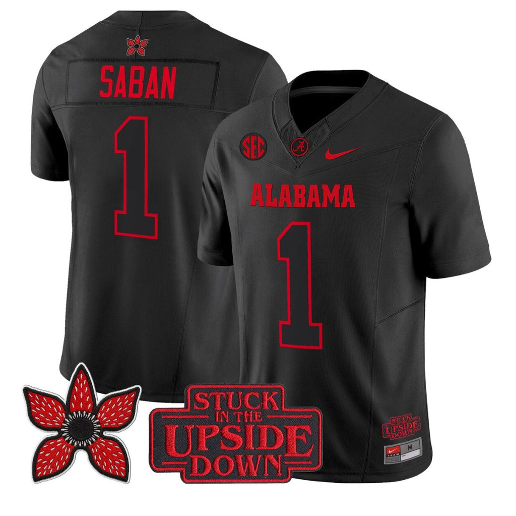 Nick Saban Jersey #1 Alabama Crimson Tide Stranger Things Edition Stitched