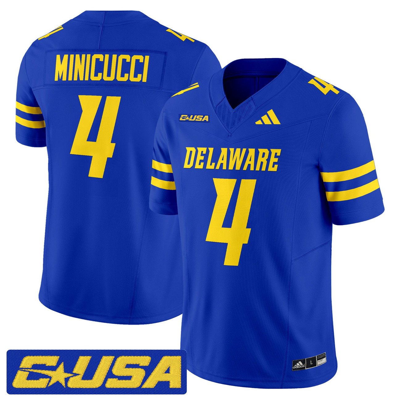 Nick Minicucci Jersey #4 Delaware Blue Hens 2025 Vapor Limited Stitched