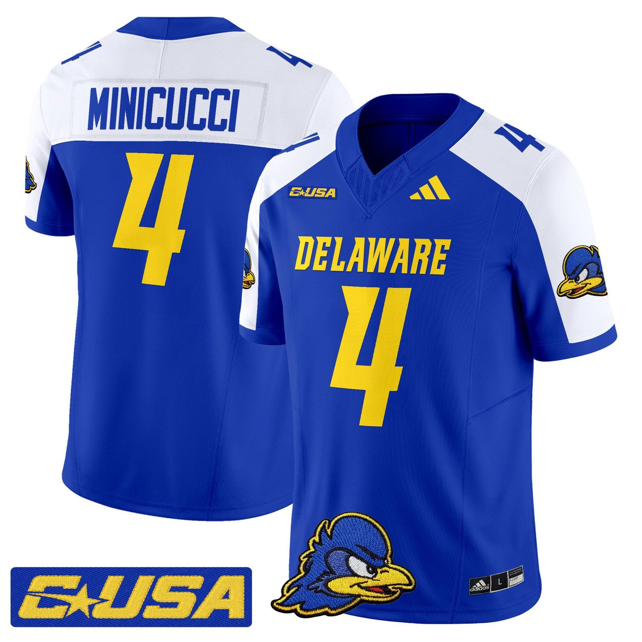 Nick Minicucci Jersey #4 Delaware Blue Hens 2025 Vapor Limited Stitched