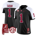 Nick Saban Jersey #1 Alabama Crimson Tide Throwback Map Stitched