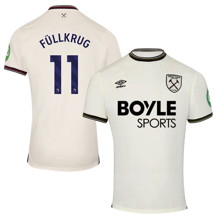 Niclas Fullkrug #11 West Ham United 2025-26 Away Match Jersey – Cream