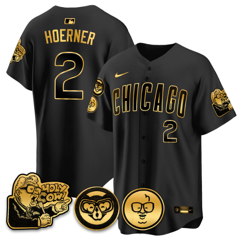 Nico Hoerner Jersey #2 Chicago Cubs Harry Caray Holy Cow Patch Premier Limited Stitched