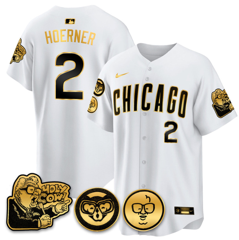 Nico Hoerner Jersey #2 Chicago Cubs Harry Caray Holy Cow Patch Premier Limited Stitched