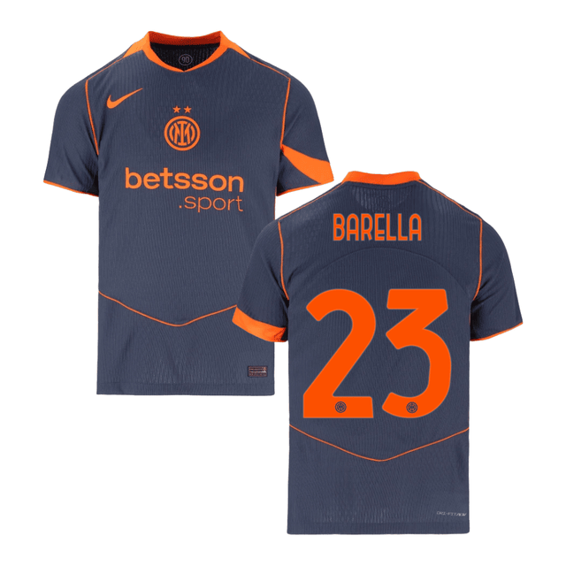 Nicolò Barella 23 Inter Milan 2025-26 Third Match Jersey – Gray