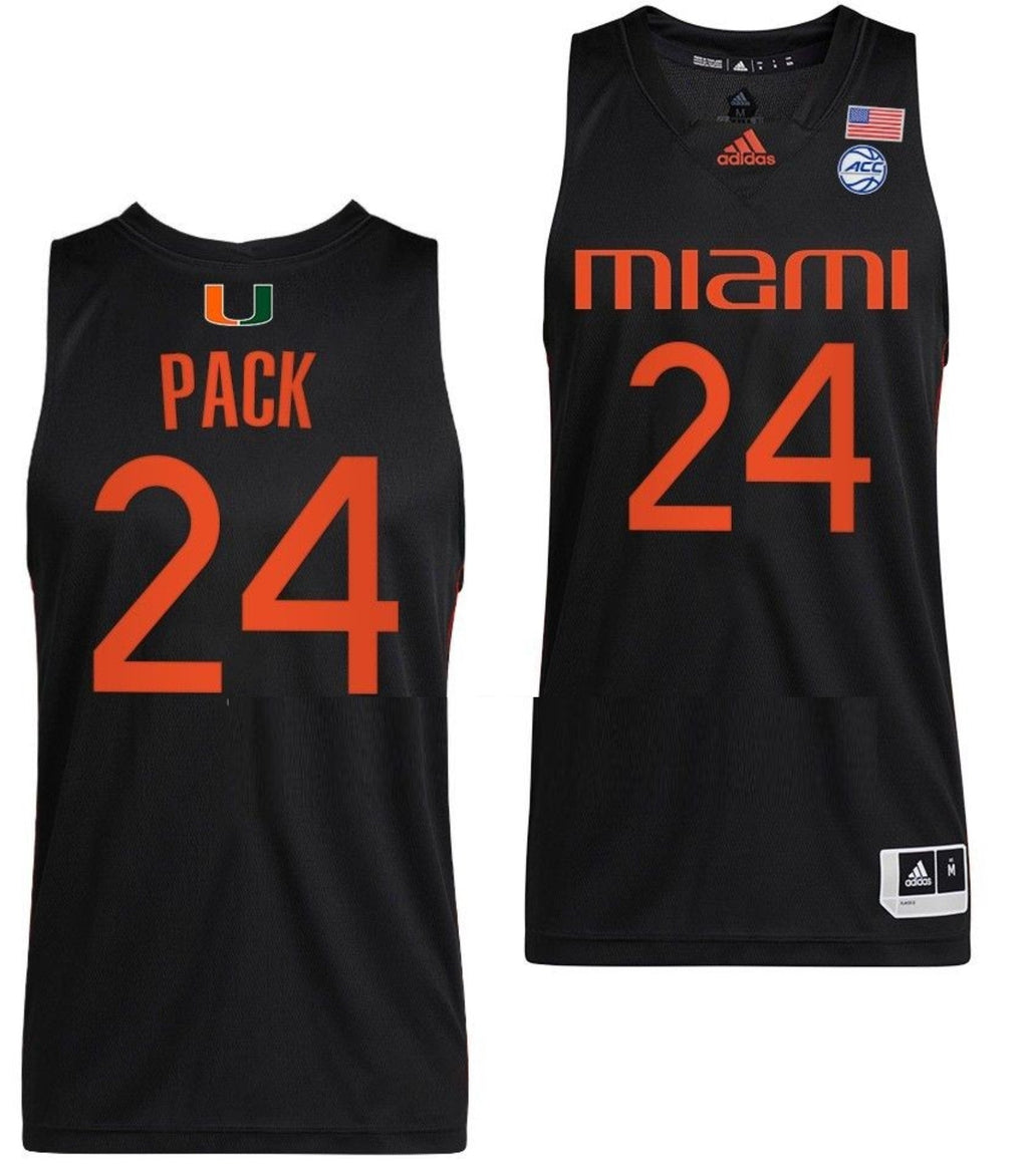 Nijel Pack Jersey Miami Hurricanes College Basketball Alternate Black #24