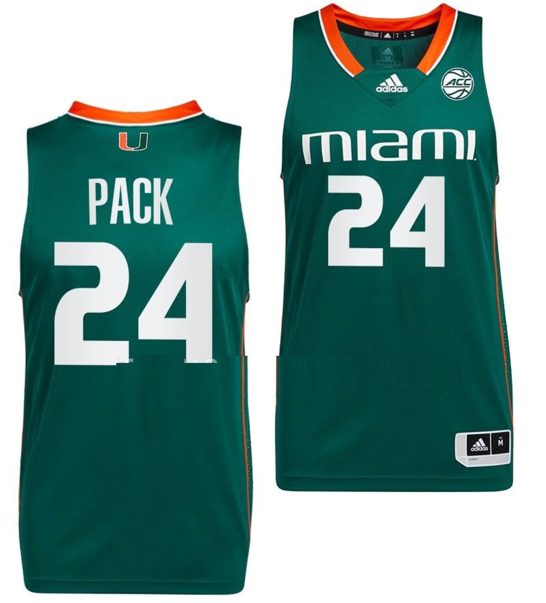 Nijel Pack Jersey Miami Hurricanes College Basketball Away Green #24