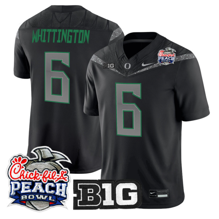 Noah Whittington Jersey #6 Oregon Ducks 2026 Peach Bowl Patch Stitched