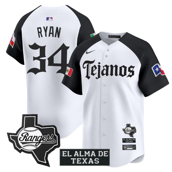 Nolan Ryan Jersey #34 Texas Rangers Mexico Tejano Barrio Style Vapor Limited Stitched