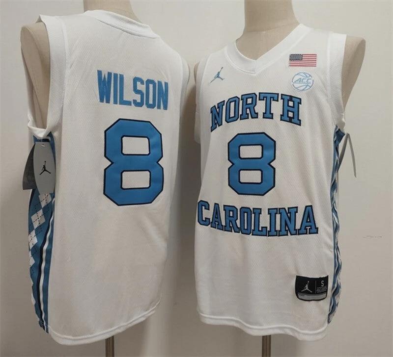North Carolina Tar Heels #8 Caleb Wilson White Limited College Stitched Jersey