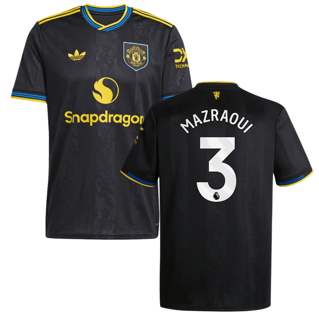 Noussair Mazraoui 3 Manchester United 2025-26 Third Match Jersey – Black